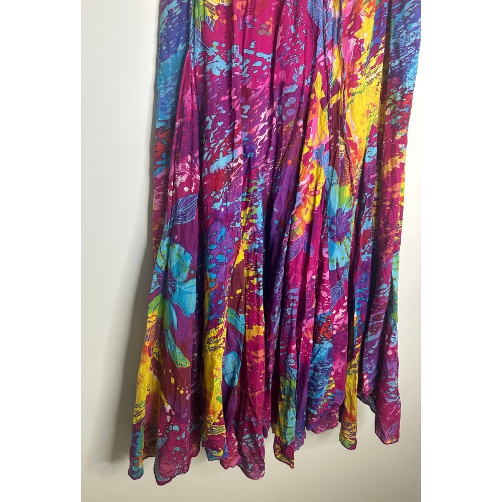 CAITE Maxi Cotton Lined Boho Abstract Maxi Skirt Large Festival Gypsy Beachy - Picture 4 of 12